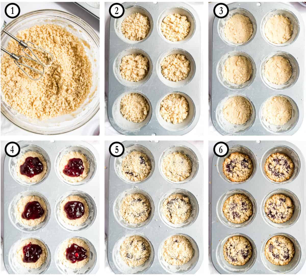 Step by step photos showing how to make Costco raspberry crumble cookies.