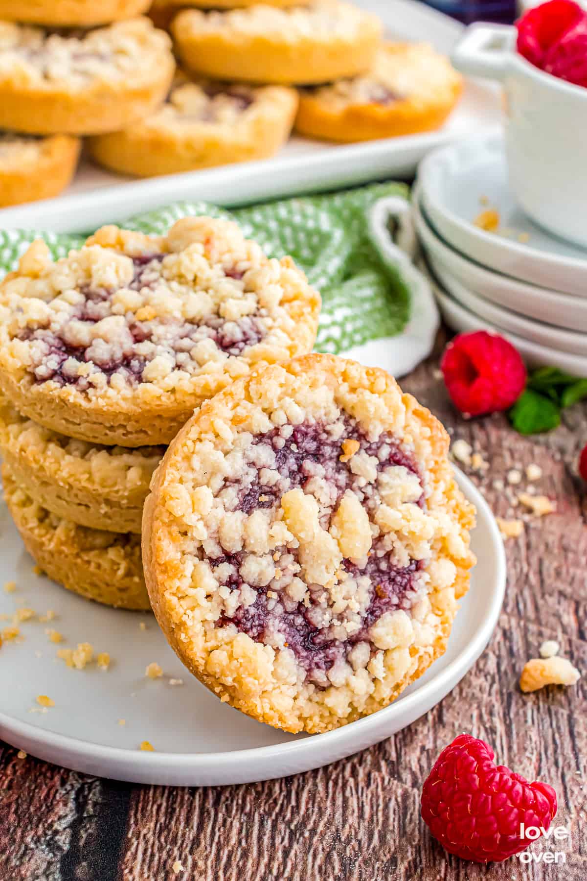 A plate of raspberry crumble cookies.