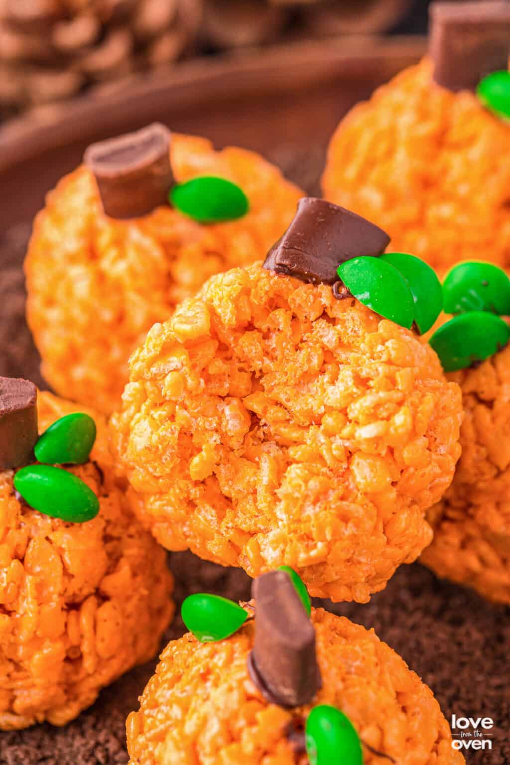 Rice Krispie Pumpkin Treats • Love From The Oven