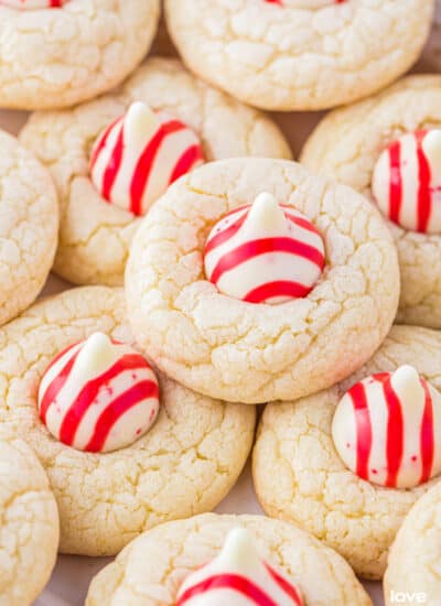 A stack of peppermint kisses cookies.