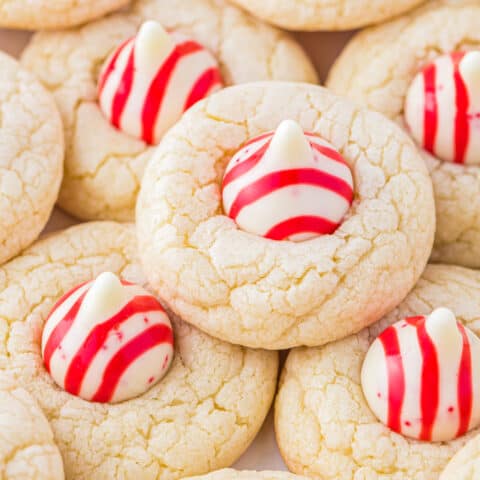 A stack of peppermint kisses cookies.