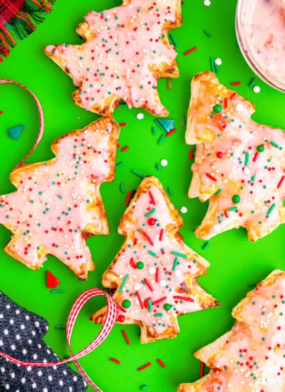 Christmas hand pies on a green background