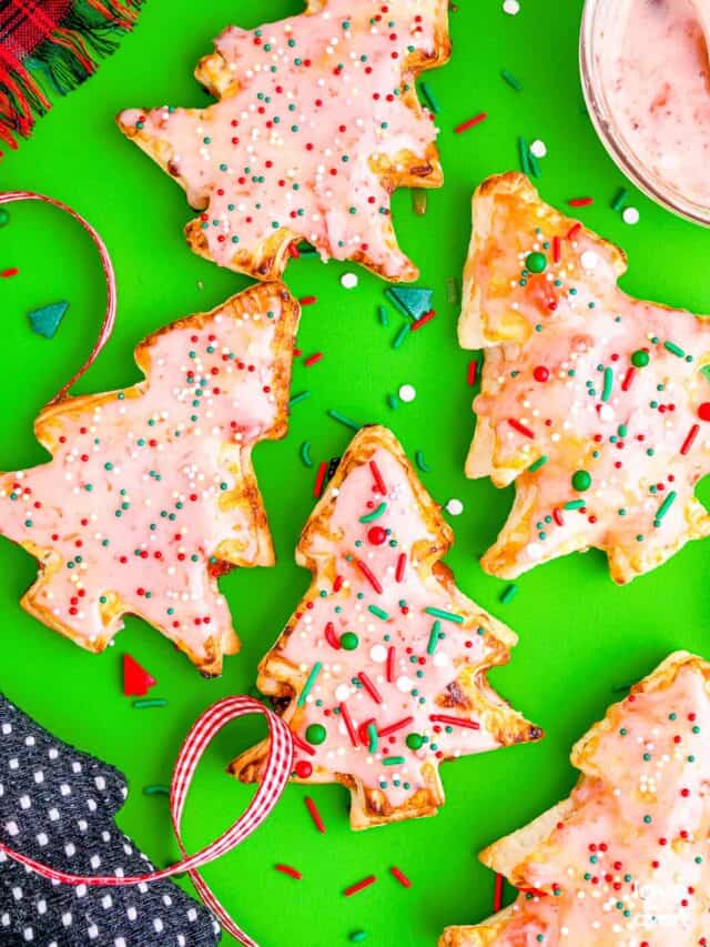 Christmas hand pies on a green background