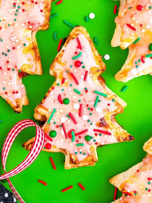 Christmas hand pies on a green background