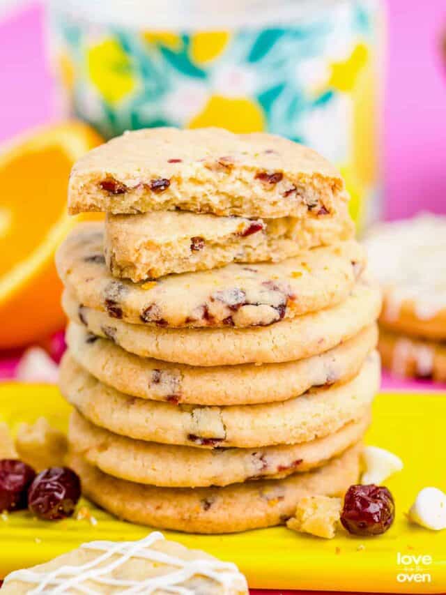 A stack of orange cranberry cookies
