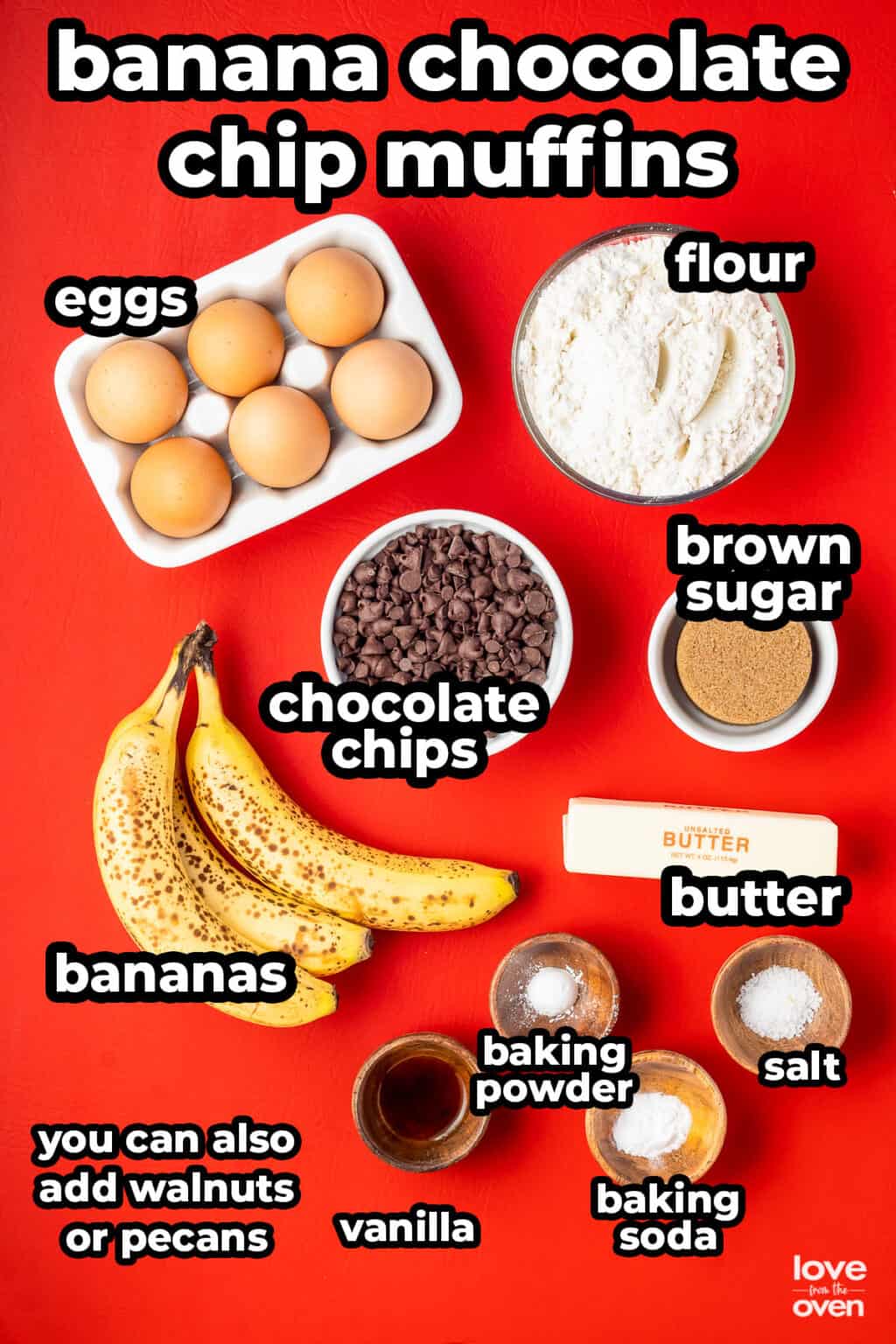 Banana Chocolate Chip Muffins • Love From The Oven