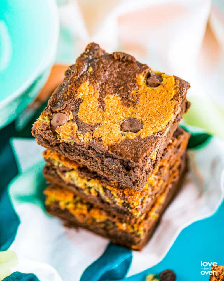 A stack of brookie brownie cookies.
