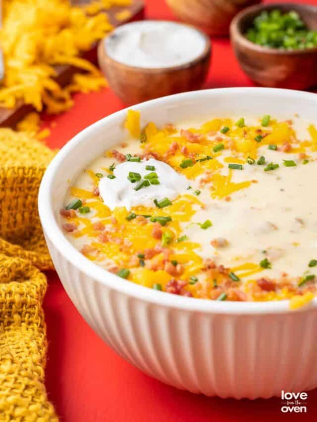 a bowl of sausage potato soup