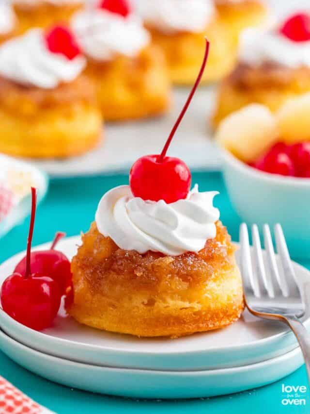 a pineapple upside down cake on a small white plate