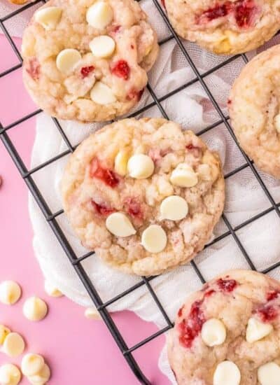 Strawberry Cookies on a cooling rack