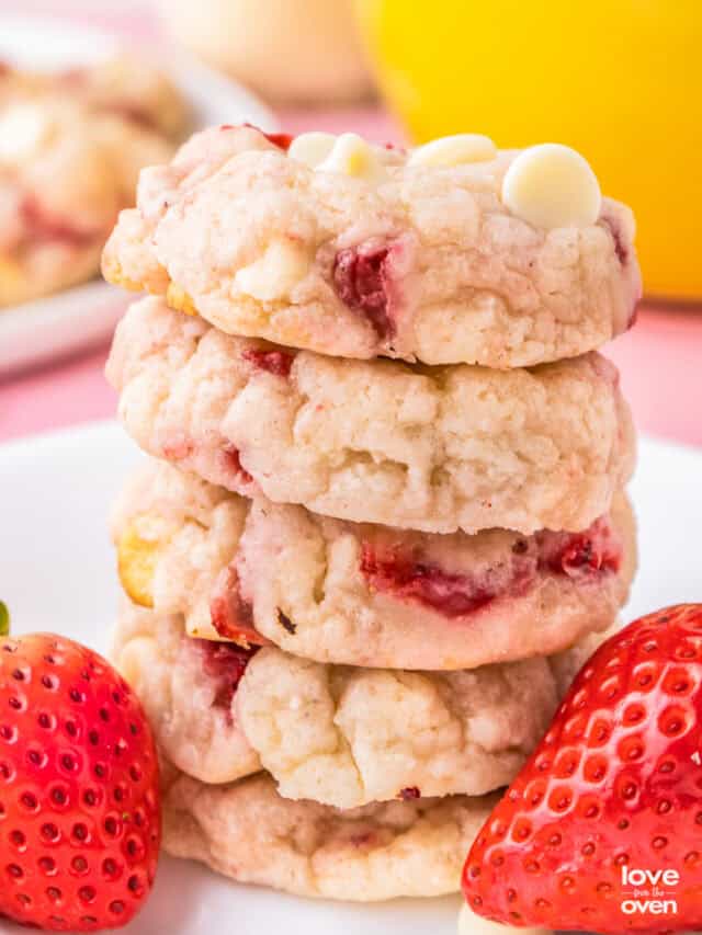 a stack of strawberry cookies