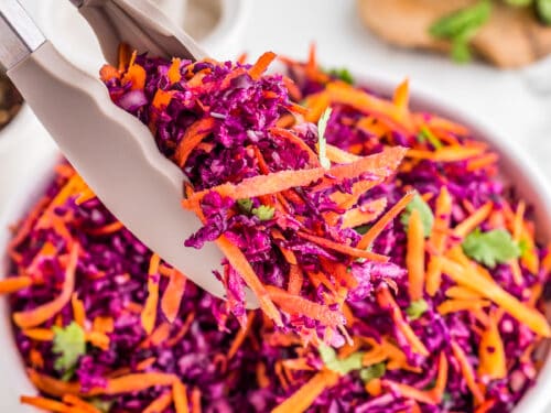 red cabbage slaw dressing Easy Asian slaw with red cabbage and carrot