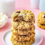a stack of oatmeal cranberry cookies