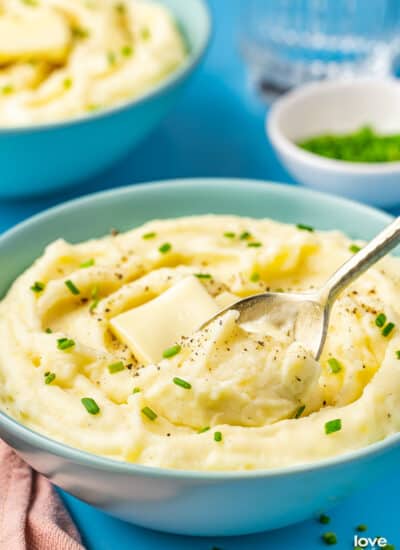 a spoonful of yukon gold mashed potatoes