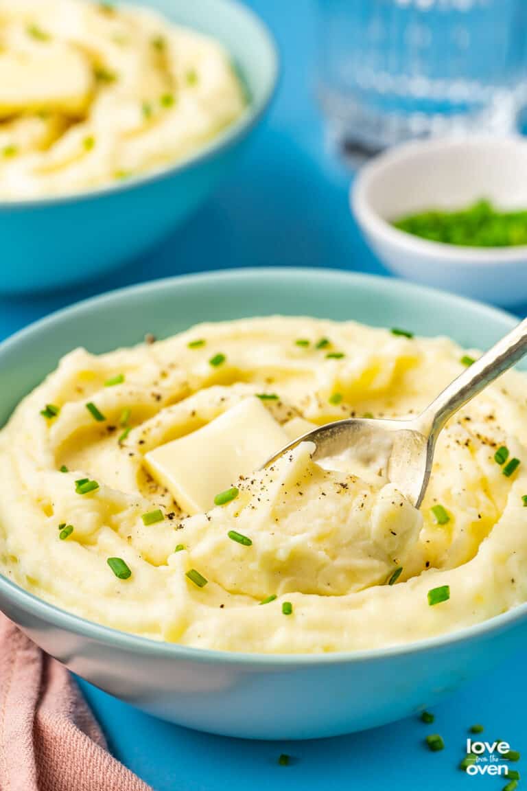 a spoonful of yukon gold mashed potatoes