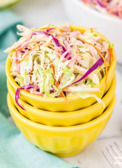 a small bowl of creamy coleslaw