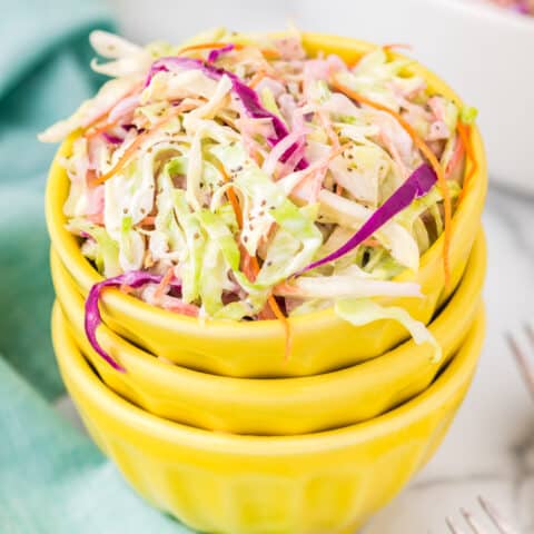 a small bowl of creamy coleslaw