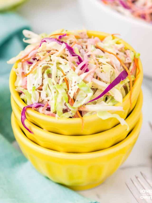 a small bowl of creamy coleslaw