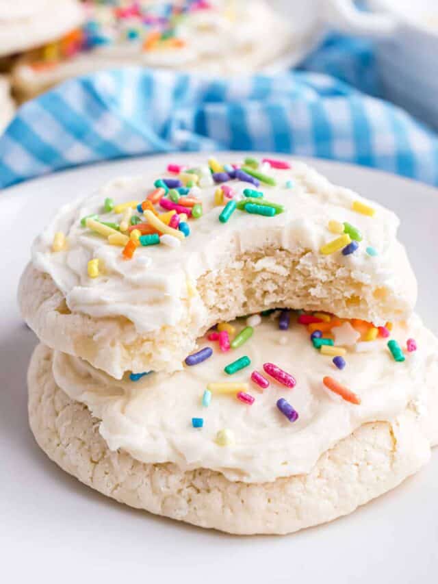a lofthouse sugar cookie with a bite taken out of it
