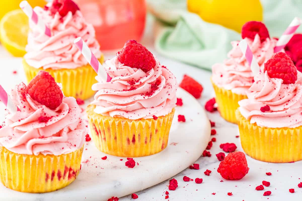 Papa's Cupcakes - Had a request for a new flavor Lemon Raspberry Cupcake.  Lemon cake with Raspberry compote (seedless) filling topped with lemon  buttercream. A nice springy flavor for this cold day!