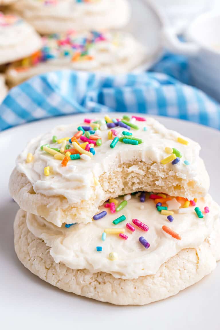 a lofthouse sugar cookie with a bite taken out of it