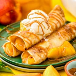 A plate of peach enchiladas