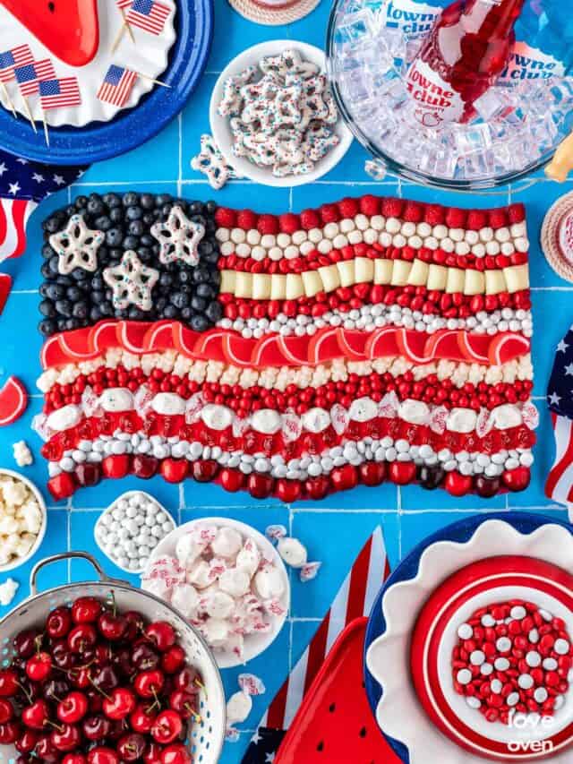 a candy board made to look like an american flag