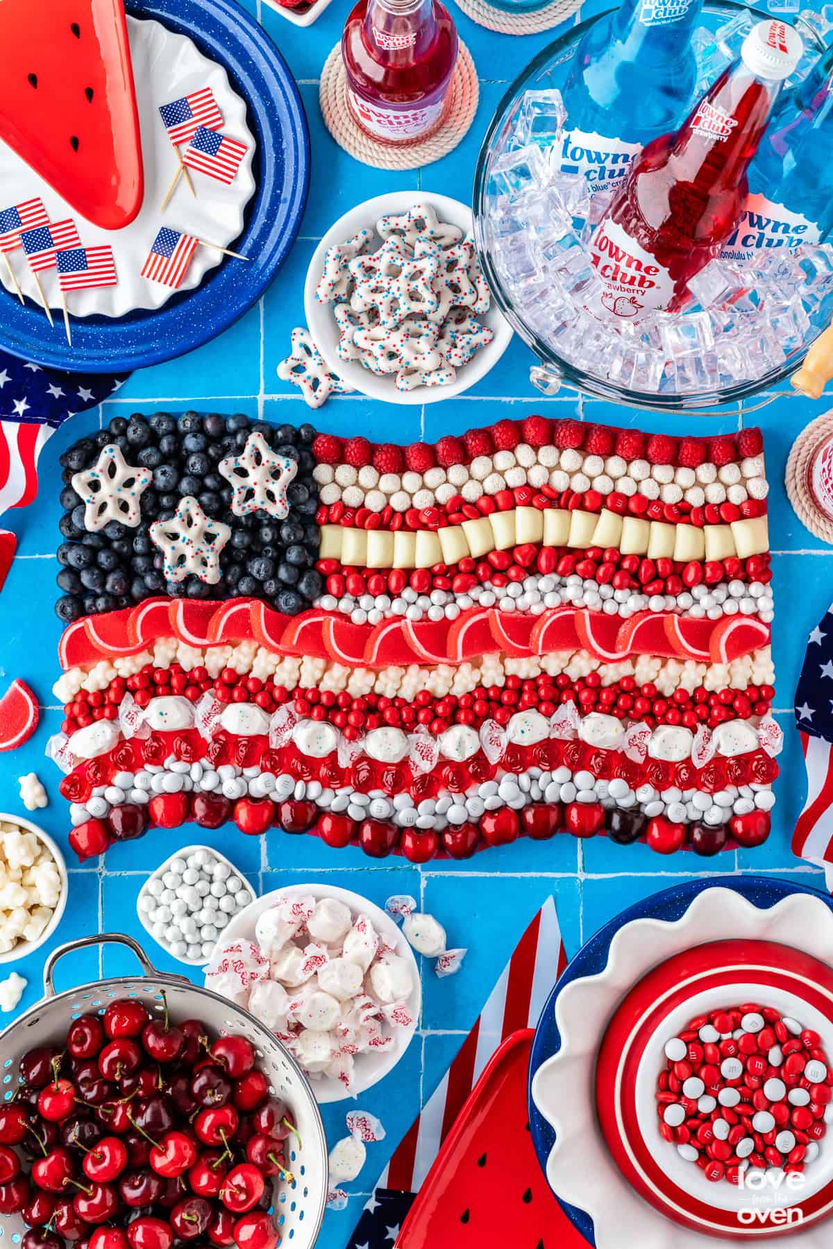 a candy board made to look like an american flag