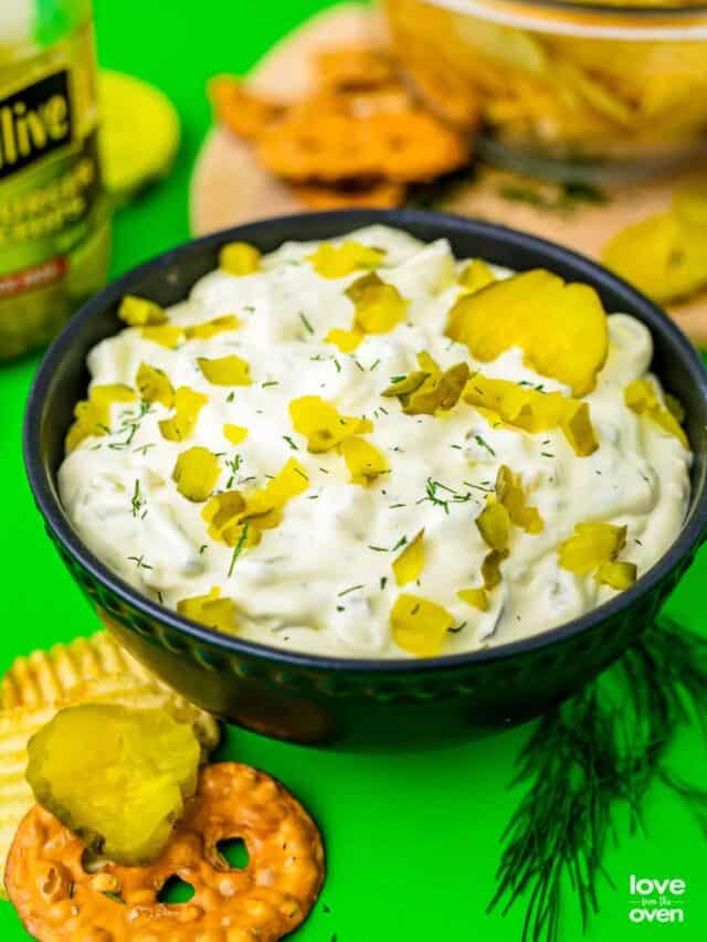 A bowl of pickle dip.