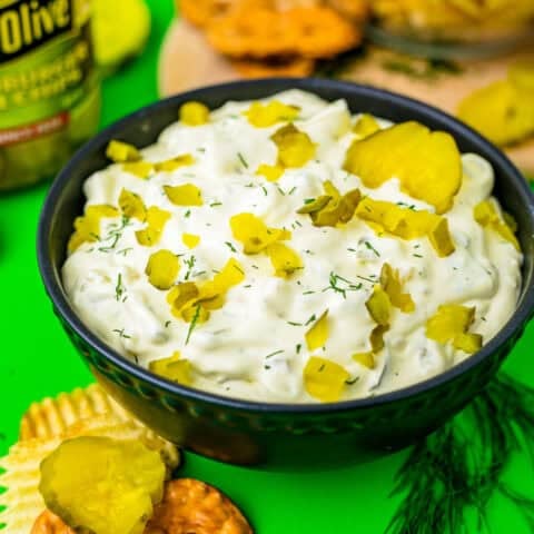 A bowl of pickle dip.