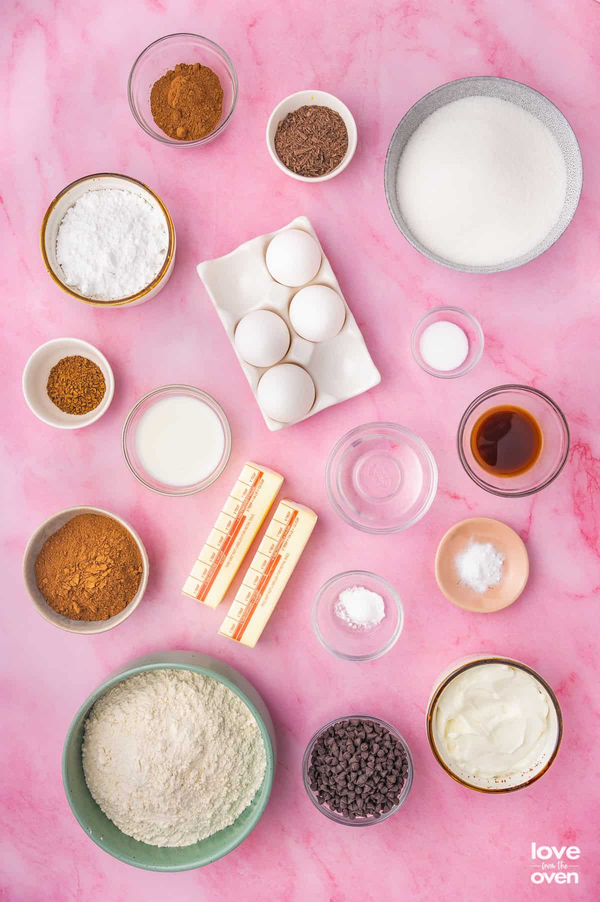 ingredients for chocolate pound cake