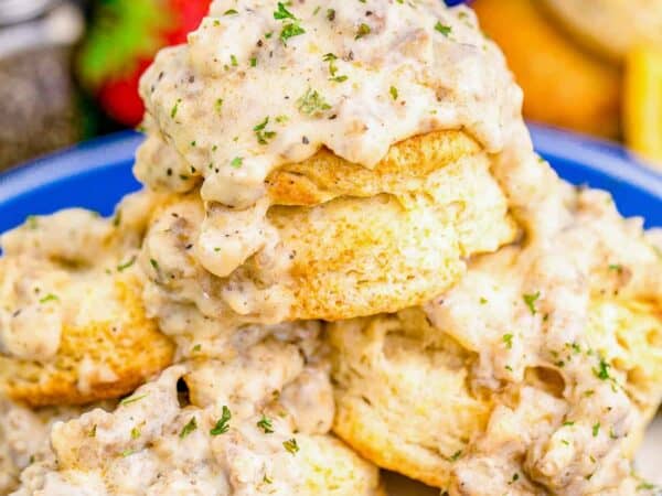 A plate of biscuits and gravy