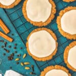 taylor swift chai cookies on a cooling rack