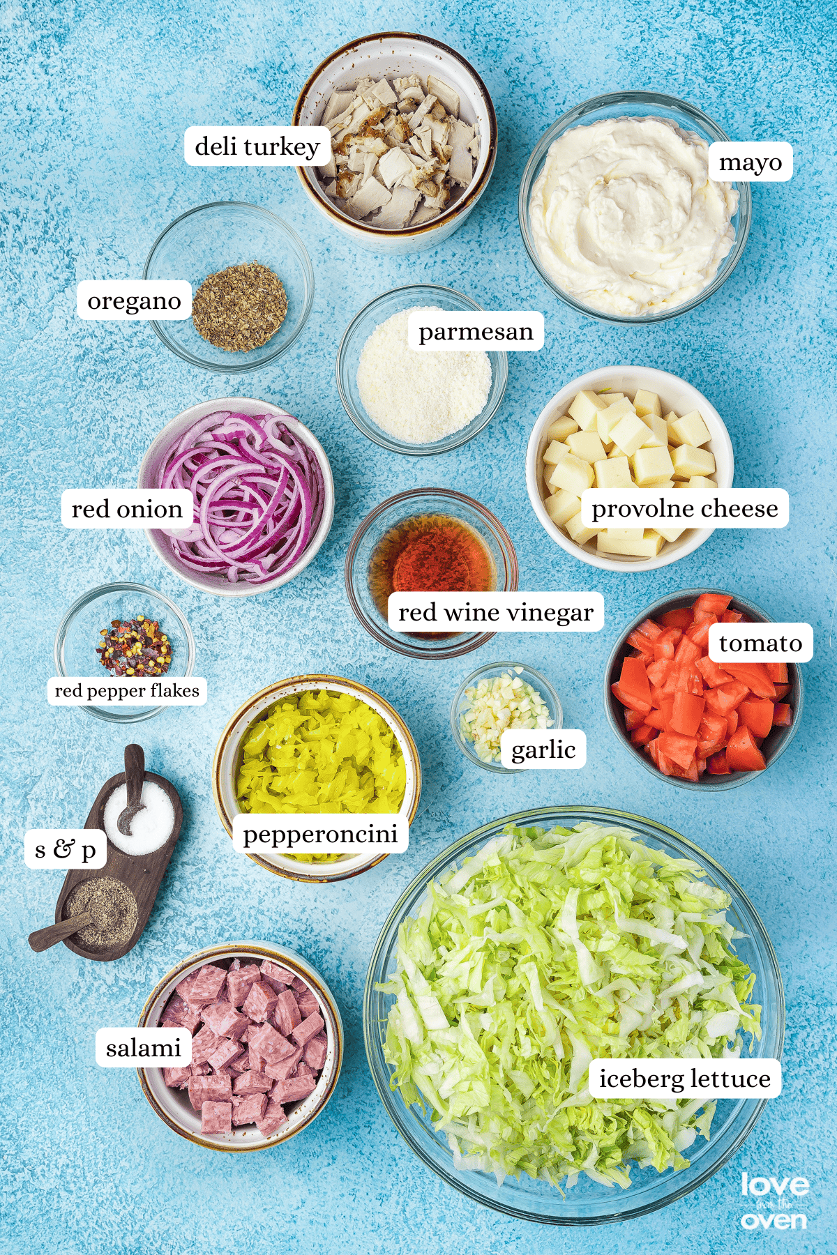 Ingredients to make a Grinder Sandwich