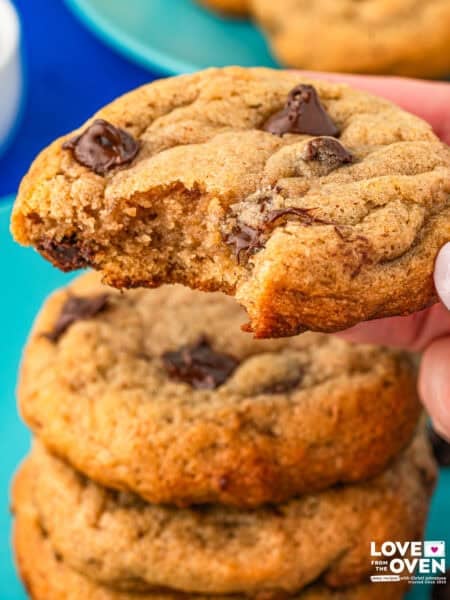 A stack of banana bread cookies