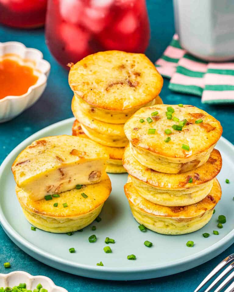 a plate full of homemade starbucks egg bites