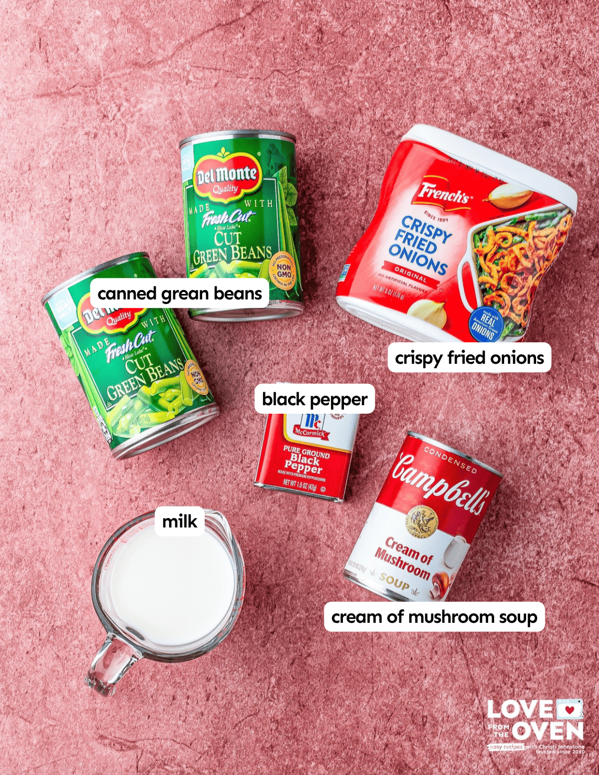 Ingredients to make Campbell's Green Bean Casserole