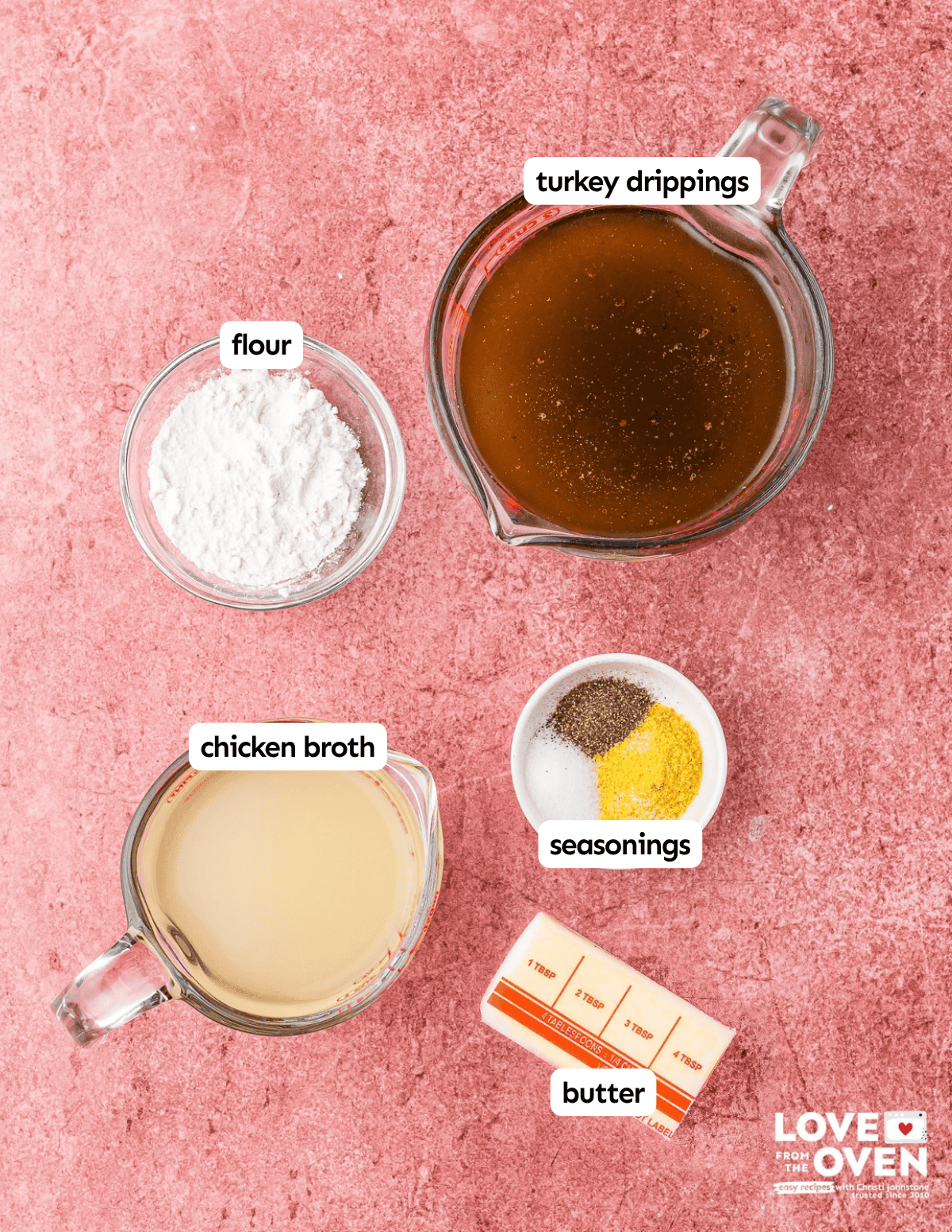 Ingredients to make turkey gravy from turkey drippings